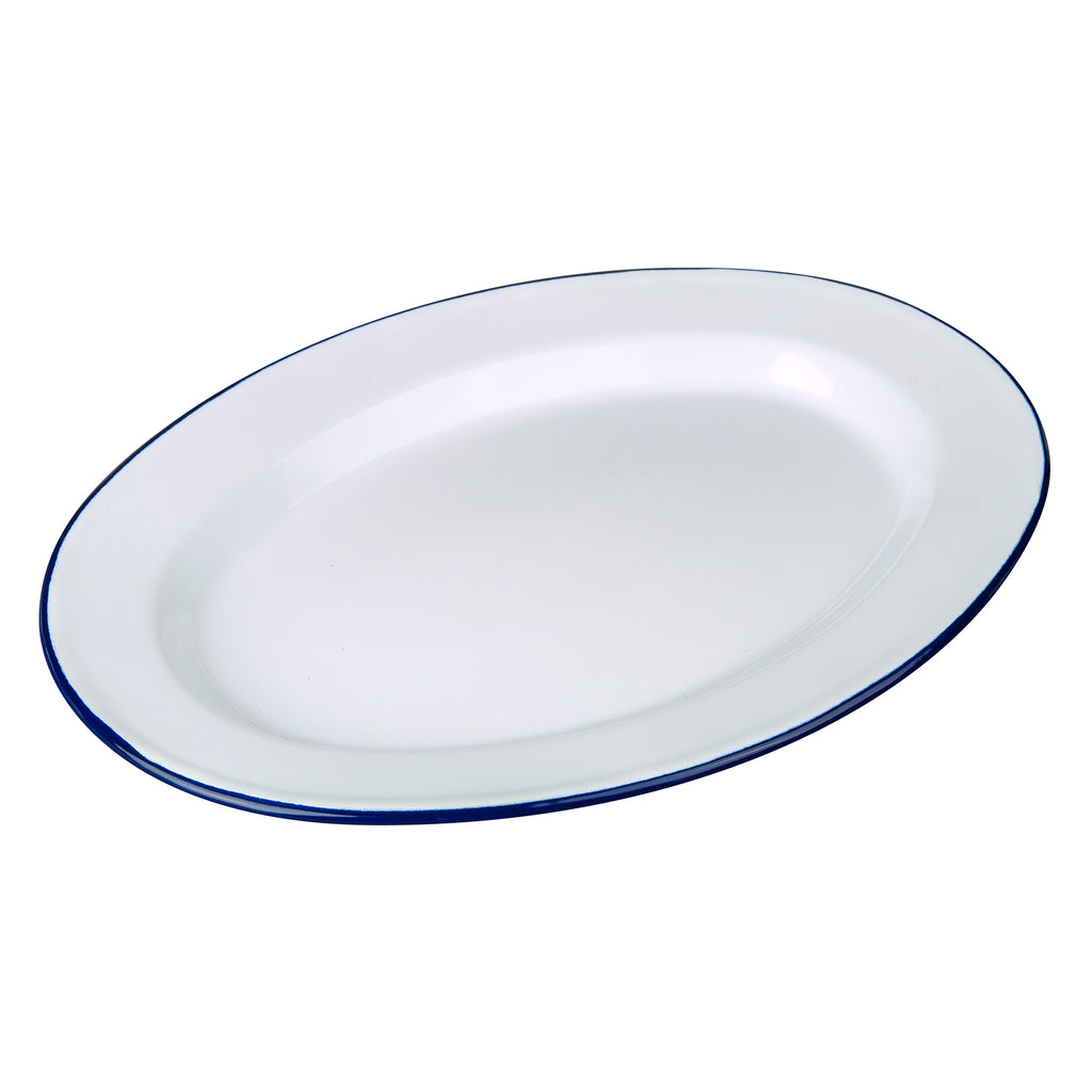 White Enamel Oval Plate - 36cm