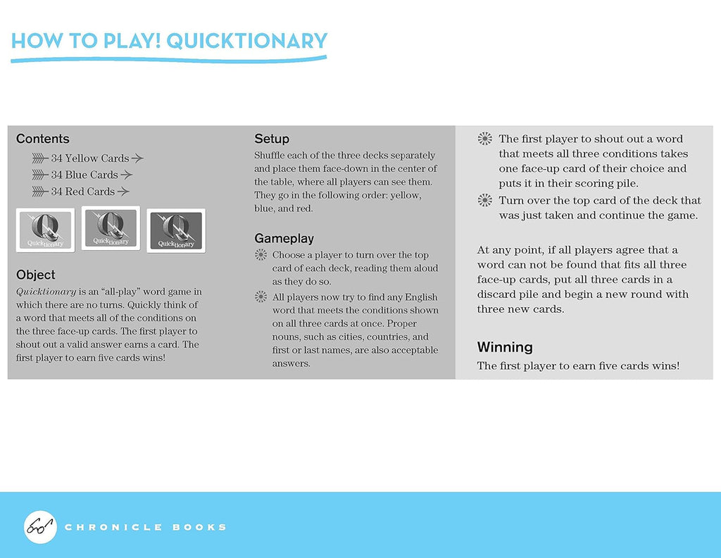 Game Quicktionary A Game Of Lightning-Fast Wordplay