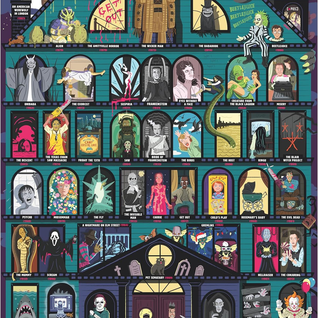 Puzzle 50 Must-Watch Scary Movies Bucket List 1000 Piece Jigsaw Puzzle
