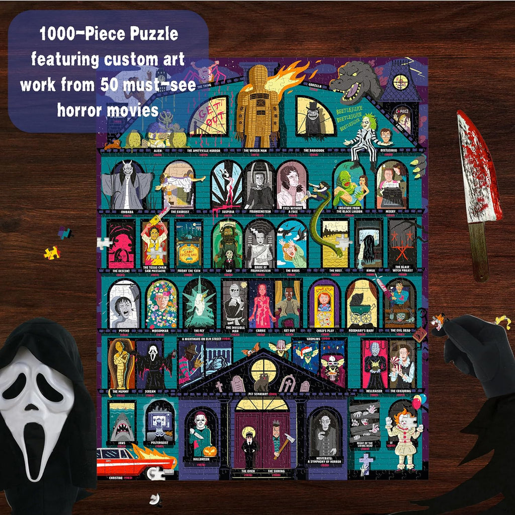 Puzzle 50 Must-Watch Scary Movies Bucket List 1000 Piece Jigsaw Puzzle
