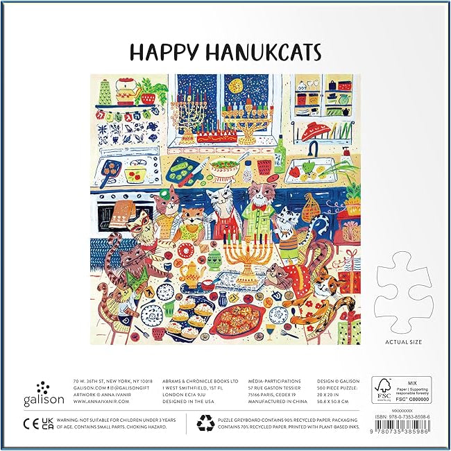 Puzzle Happy Hanukcats 500 Piece Jigsaw Puzzle