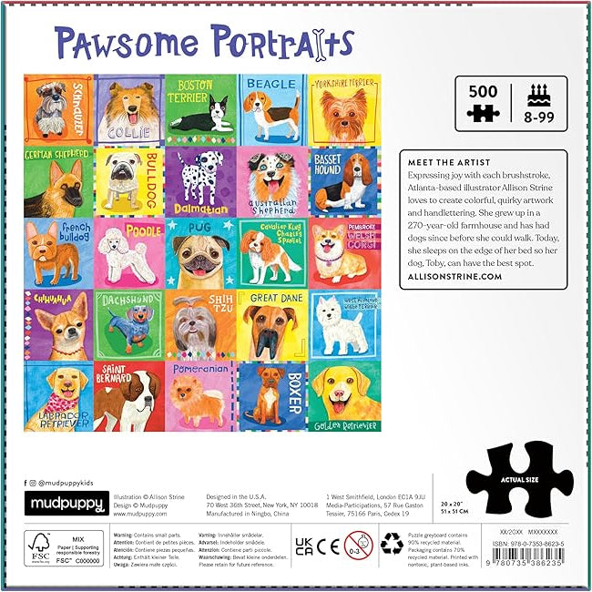 Puzzle Pawsome Portraits 500 Piece Jigsaw Puzzle