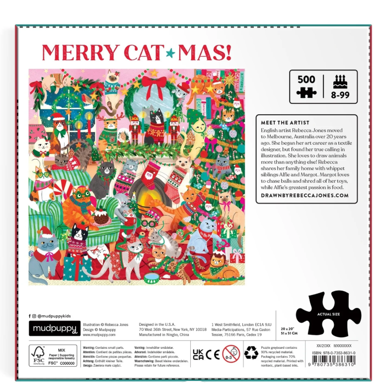 Puzzle Christmas Merry Catmas! 500 Piece Jigsaw Puzzle