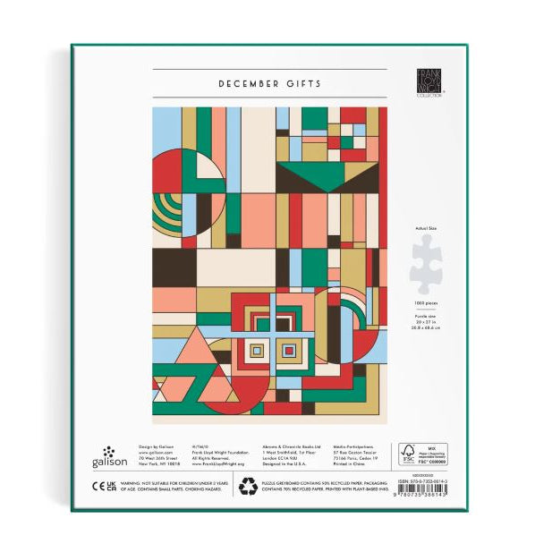 Puzzle Christmas Frank Lloyd Wright December Gifts 1000 Piece Jigsaw Puzzle