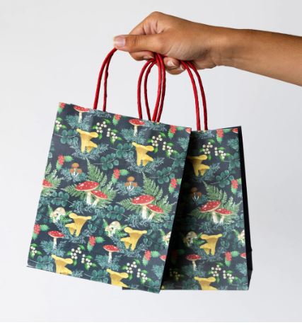 Christmas Gift Bags 8pk Midnight Forest Green