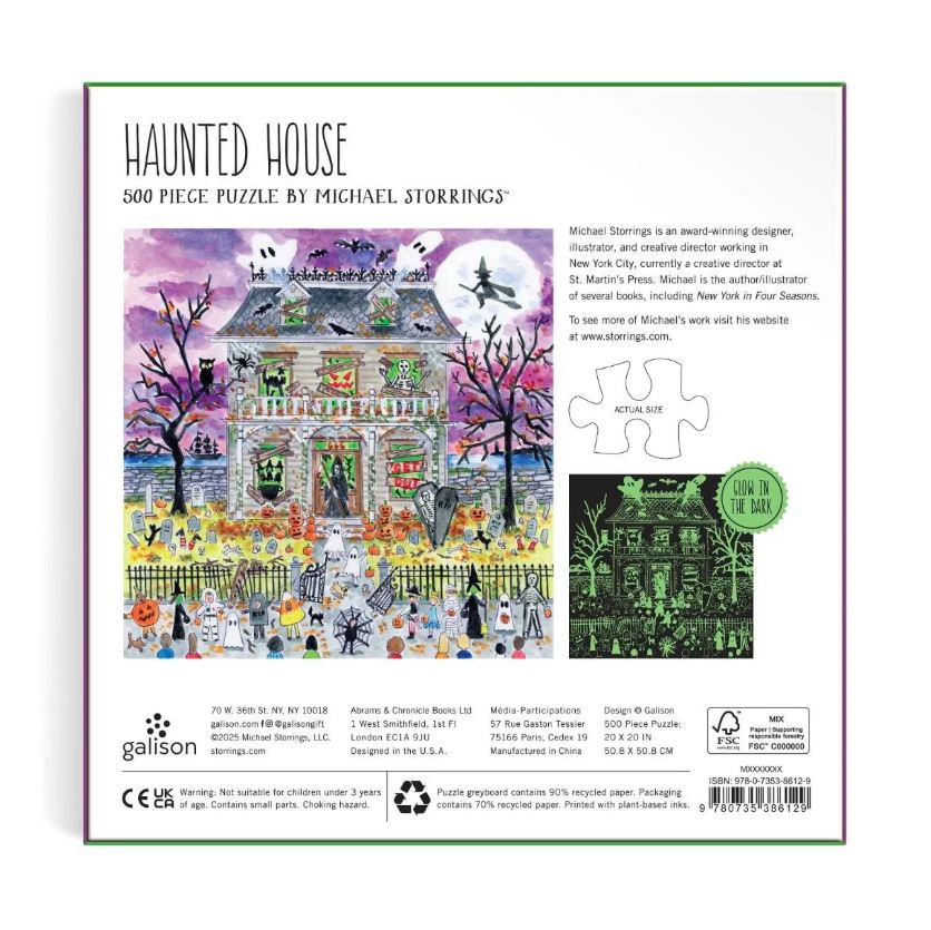 Puzzle Michael Storrings Haunted House Glow In The Dark 500 Piece Jigsaw Puzzle