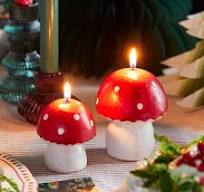 Christmas Candle Midnight Forest Red Toadstool Candle Large