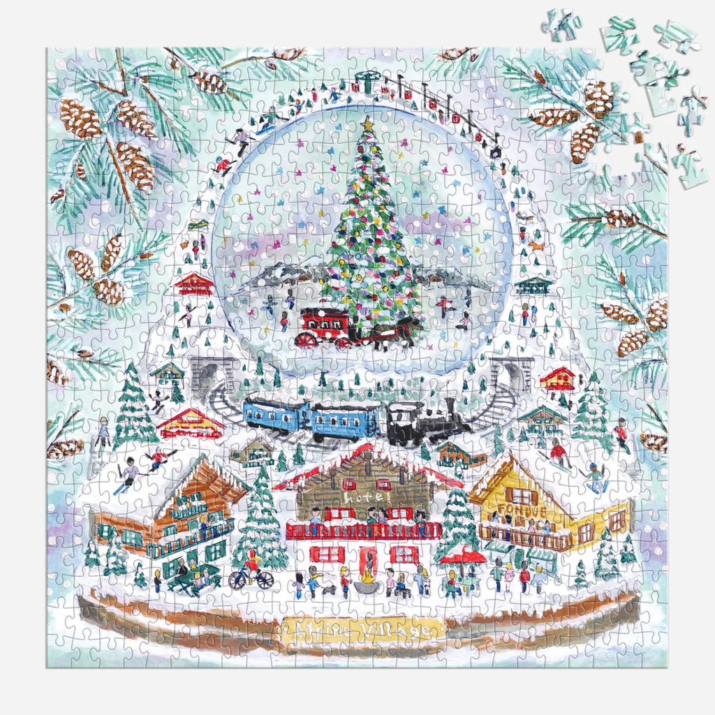Puzzle Michael Storrings Alpine Village Snowglobe 500 Piece Jigsaw Puzzle
