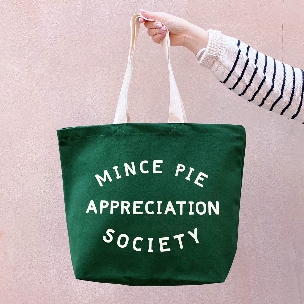 Bag Tote Mince Pie Appreciation Society Green Big Canvas Bag