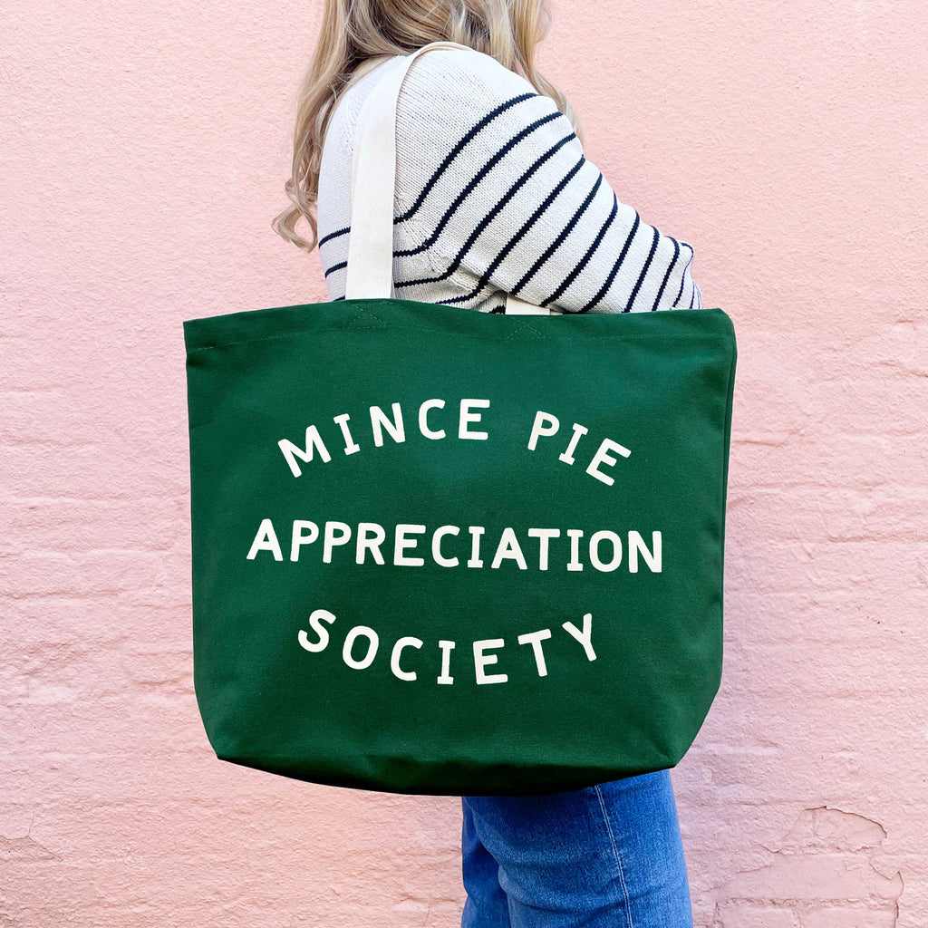 Bag Tote Mince Pie Appreciation Society Green Big Canvas Bag