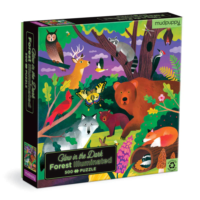 Puzzle Forest Illuminated 500 Piece Glow In The Dark Jigsaw Puzzle