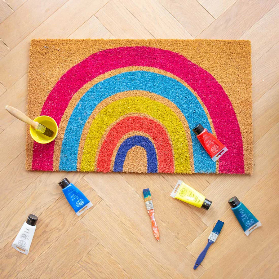 Doormat Hand Painted Rainbow