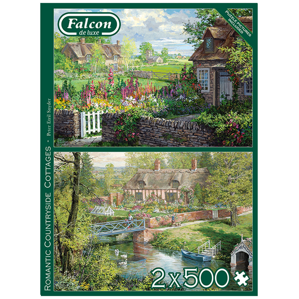 Puzzle Romantic Countryside Cottages 2 x 500 Piece Jigsaw Puzzle