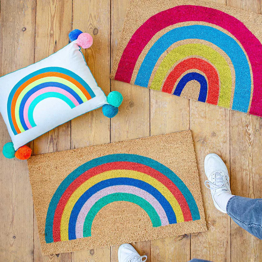 Doormat Hand Painted Rainbow