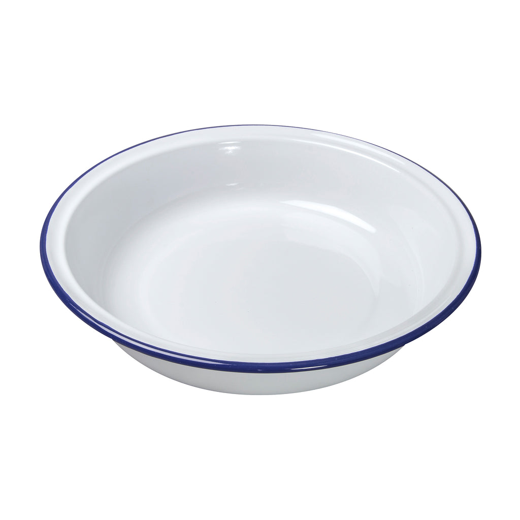 White Enamel Round Pie Dish - 22cm