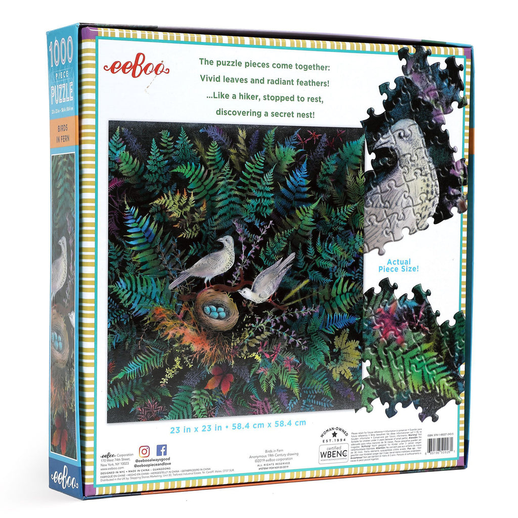 Puzzle Birds In Fern 1000 Piece Eeboo Jigsaw Puzzle