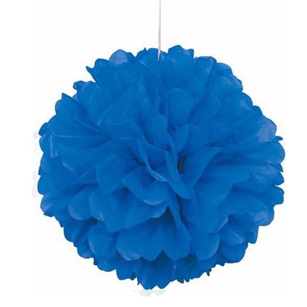 Puff Ball Tissue Paper Decoration 16" / 40cm Blue