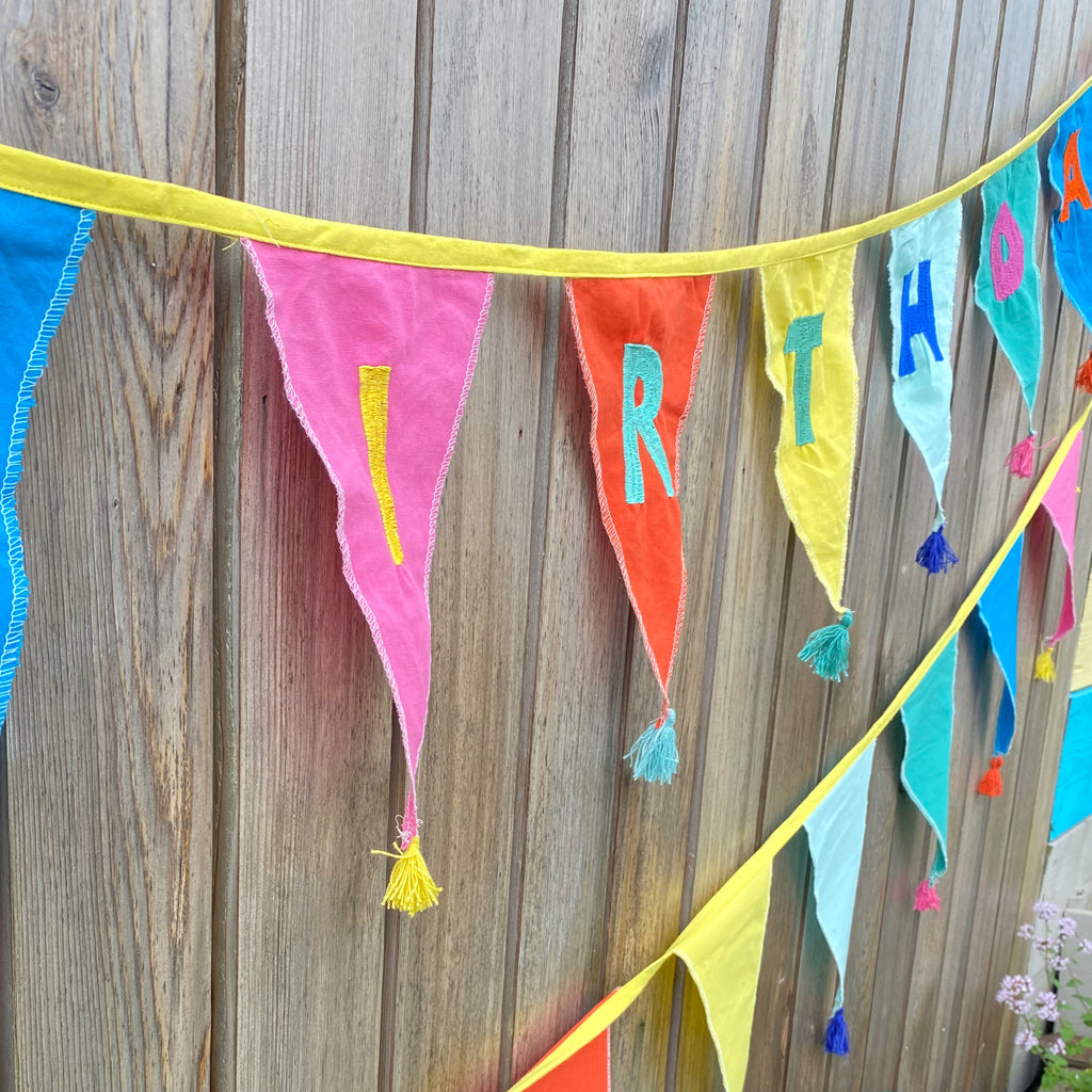 HAPPY BIRTHDAY Rainbow Fabric Bunting