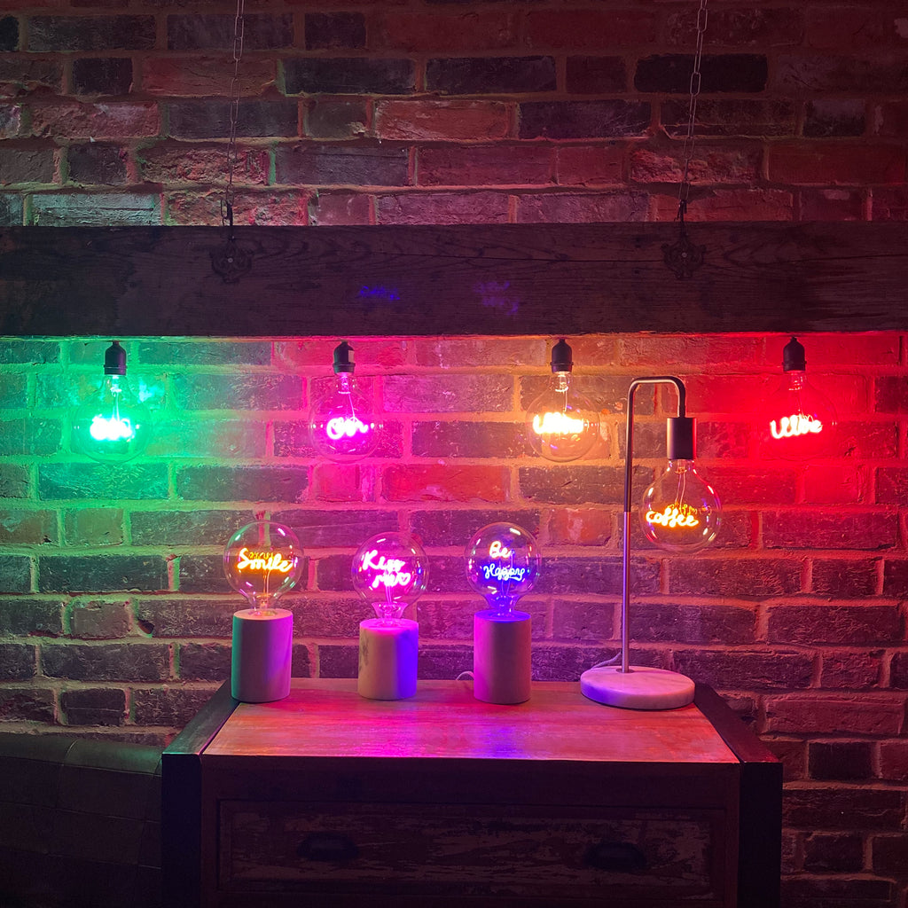 Led Filament Text Bulb - Gin Green Screw Up