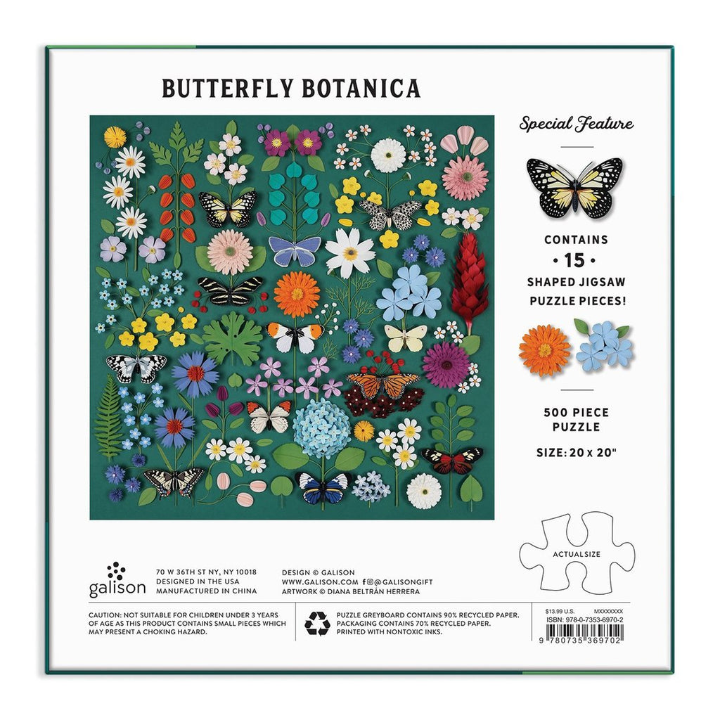 Puzzle Butterfly Botanica 500 Piece Shaped Jigsaw Puzzle