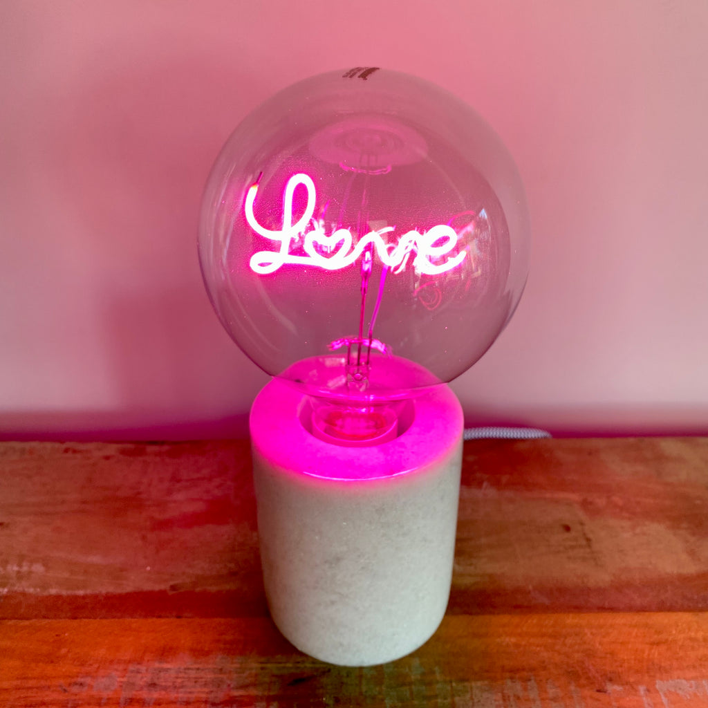 Led Filament Text Bulb - Love (Pink) - Screw Down