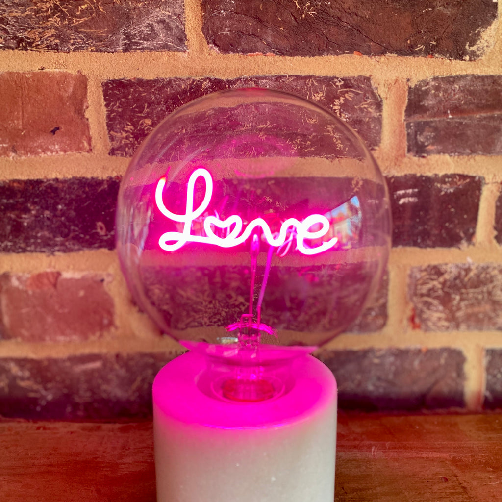 Led Filament Text Bulb - Love (Pink) - Screw Down