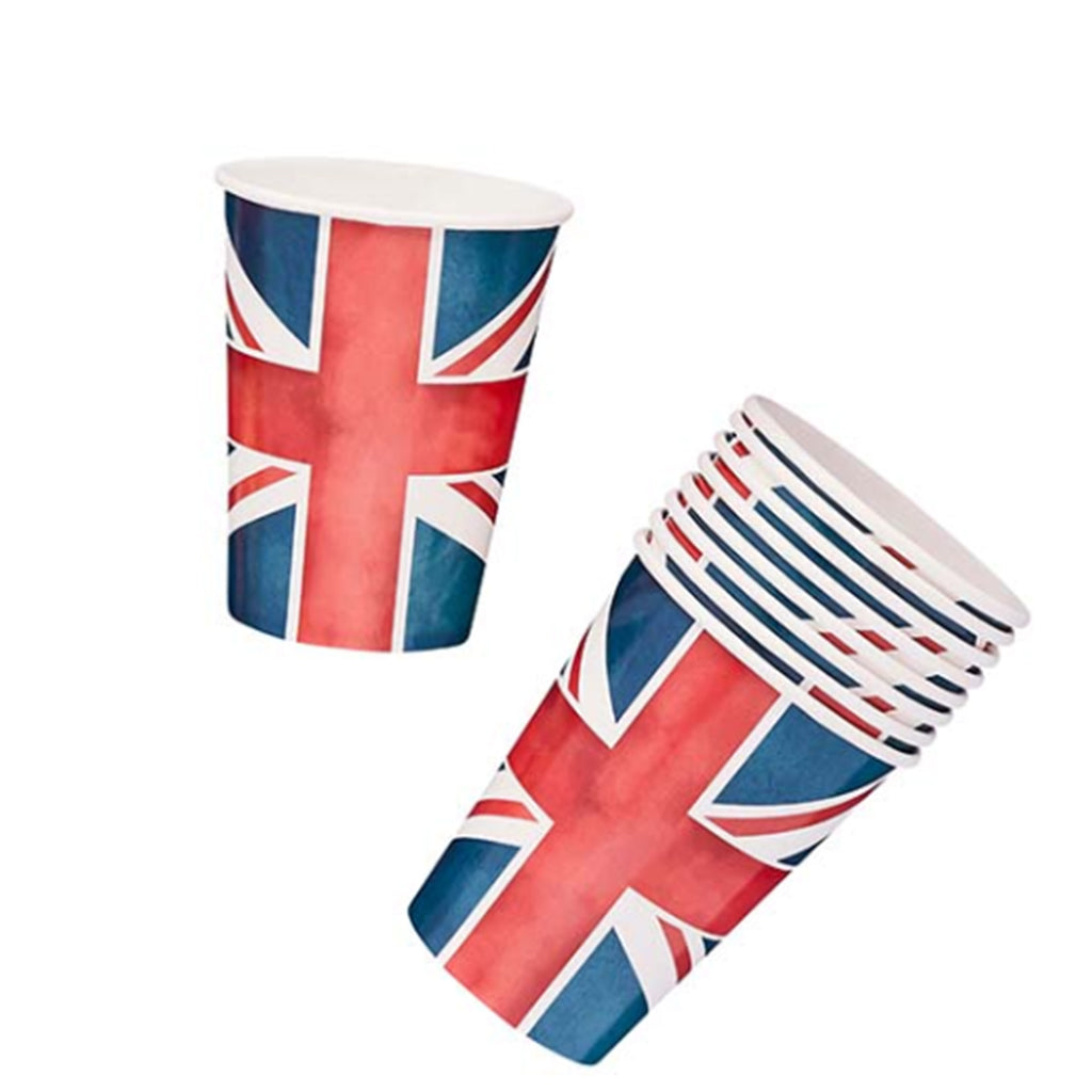 King Charles III Coronation Union Jack Paper Cups 8 Pack