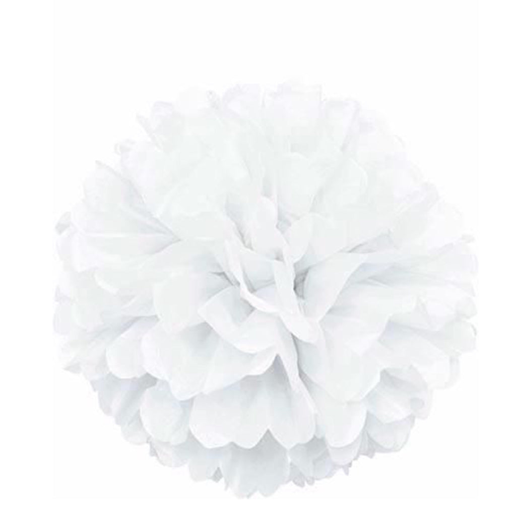 Puff Ball Tissue Paper Decoration 16" / 40cm White